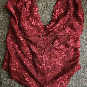 Women's Lace Bodysuit - Red